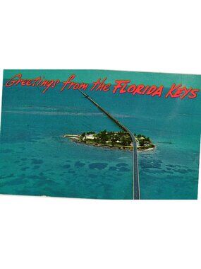 Greetings From The Florida Keys Pigeon Key Seven Mile Bridge Postcard Unused